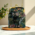floral figured cloth kiss lock phone bag