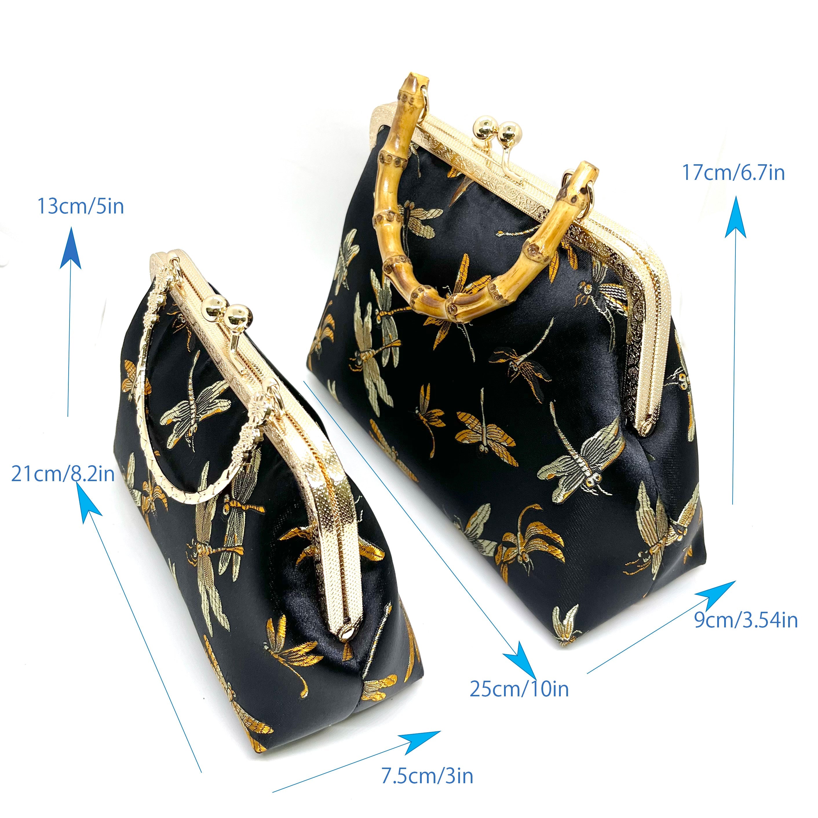 Gift redemption-women's silk evening handbag -blue dragonfly