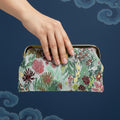silk like figured cloth forest evening cluth purse bag