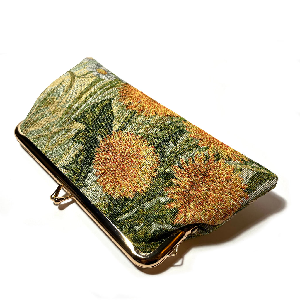 floral figured cloth kiss lock purse clutch