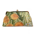 floral figured cloth kiss lock purse clutch