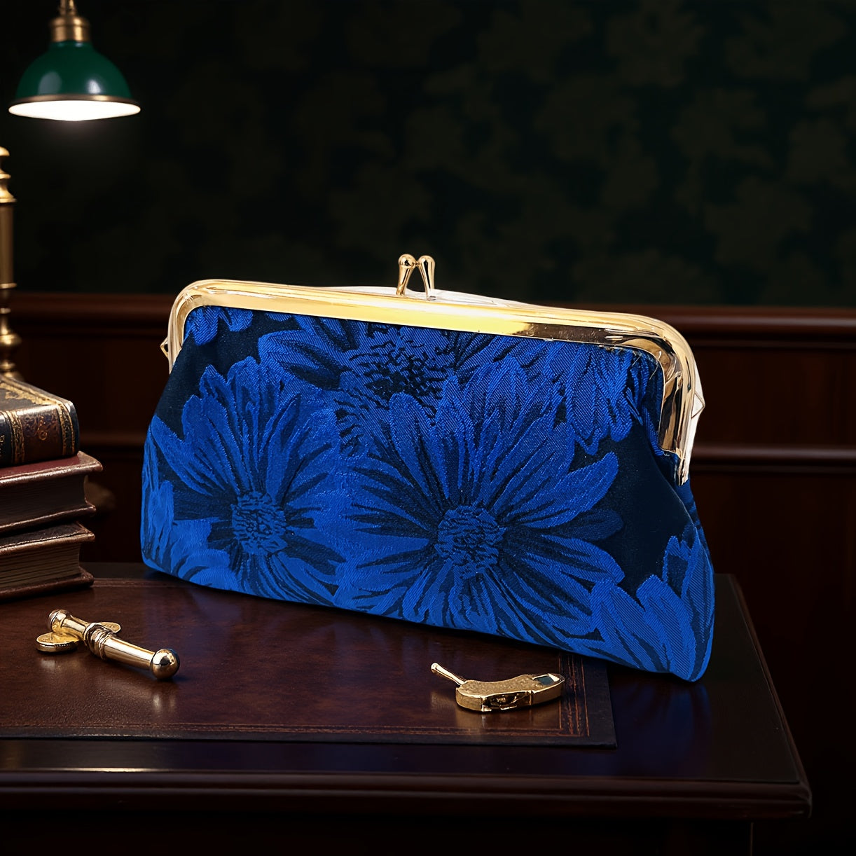 silk like figured cloth evening cluth purse bag