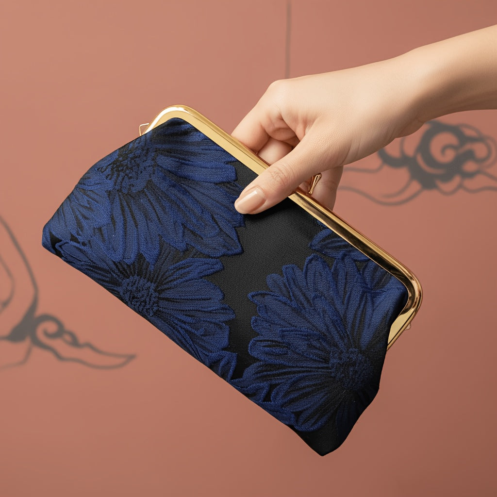 silk like figured cloth evening cluth purse bag