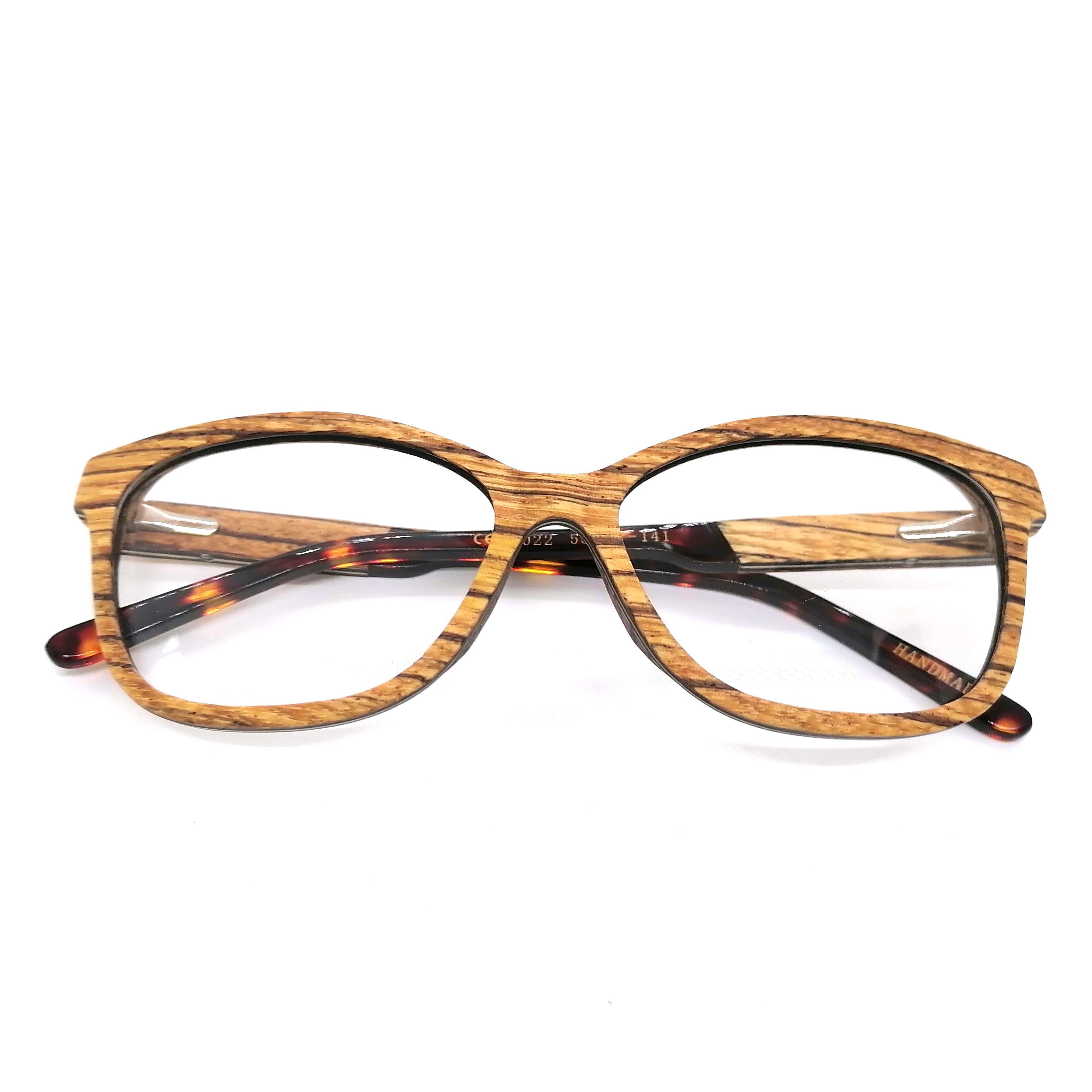 Zebra Wood Glasses with Amber Arm