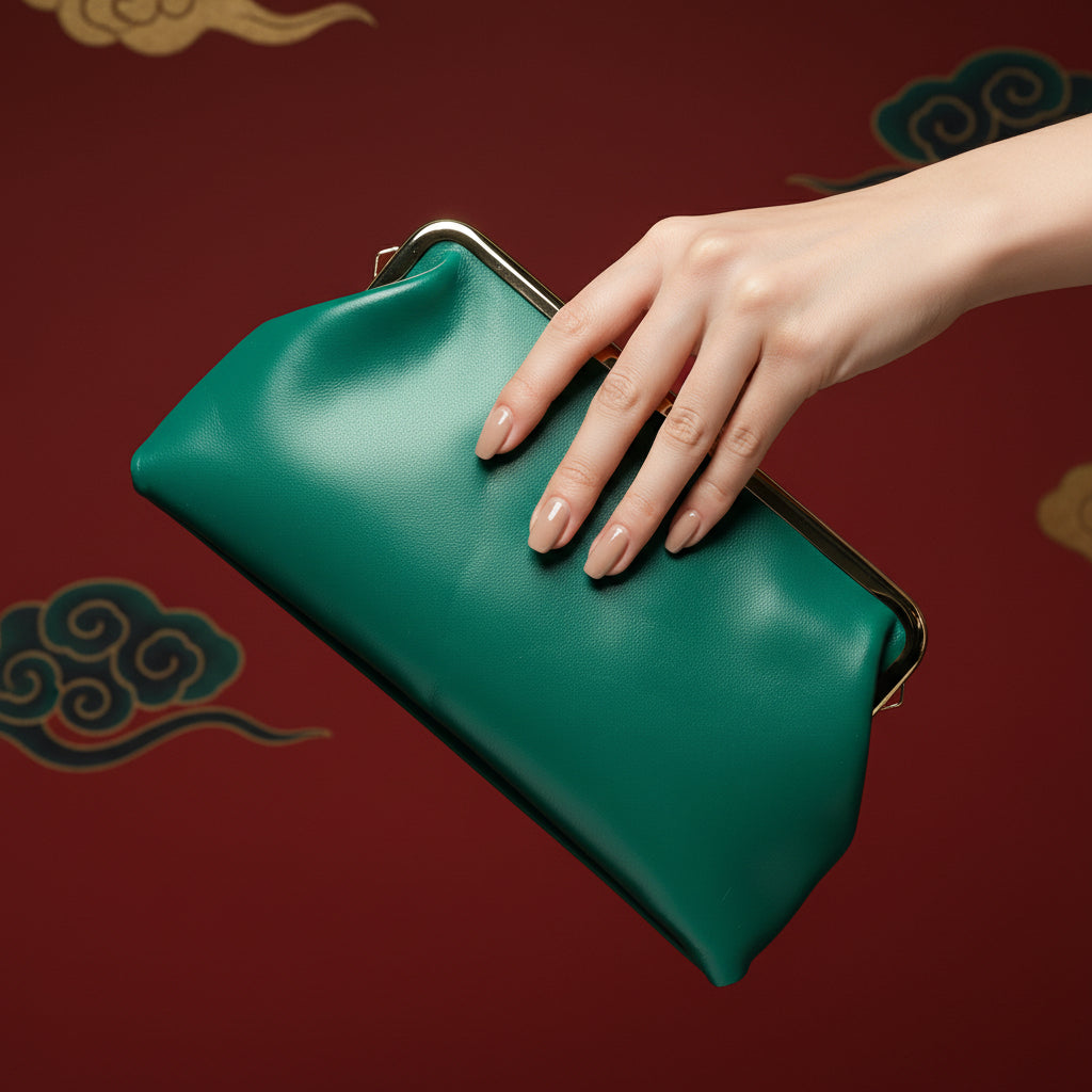 sheepskin kiss lock purse clutch