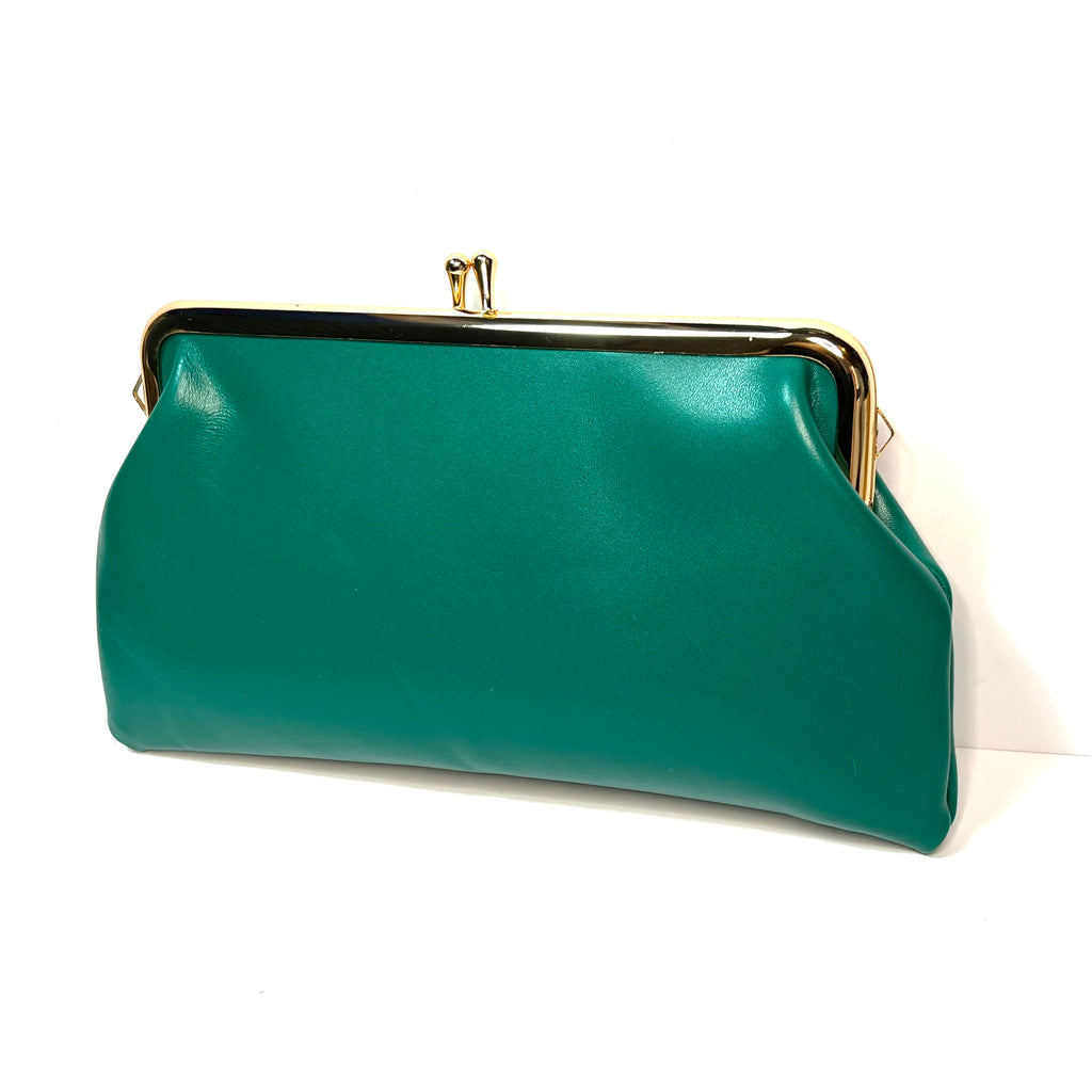 sheepskin kiss lock purse clutch