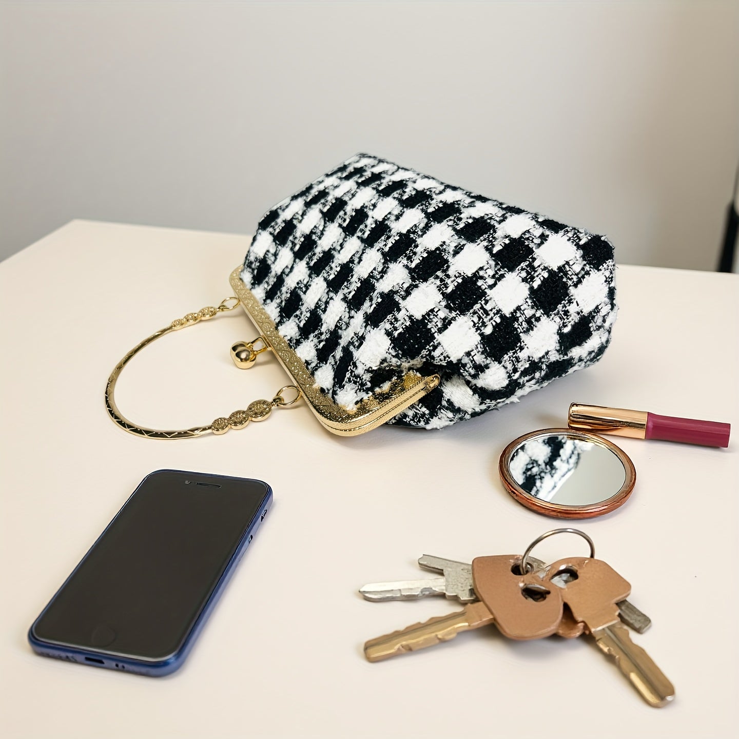 women's Blanc blanc plaid evening handbag