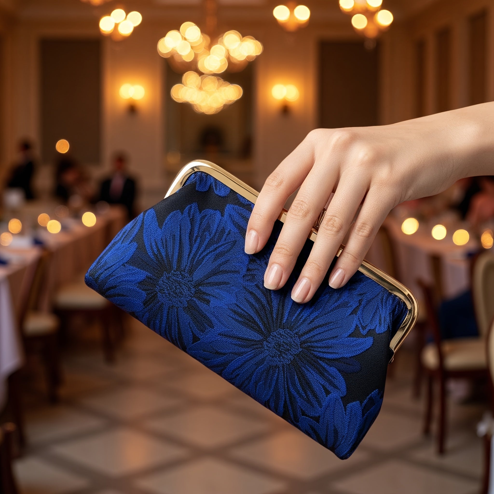 silk like figured cloth evening cluth purse bag