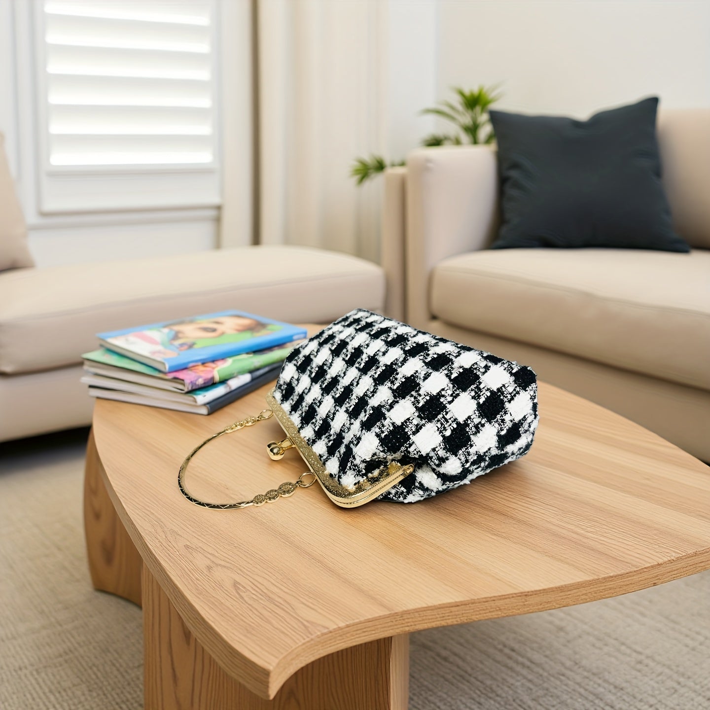 women's Blanc blanc plaid evening handbag
