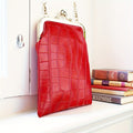 PU crocodile kiss lock phone bag