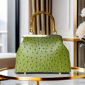 PU ostrich   kiss lock small handbag